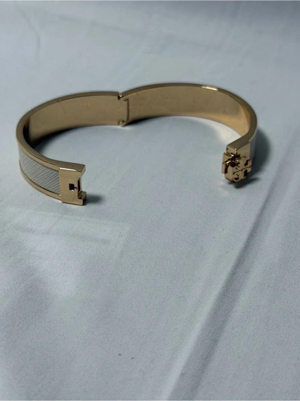 Tory Burch Gold-Tone Bracelet with Cream Inlay
